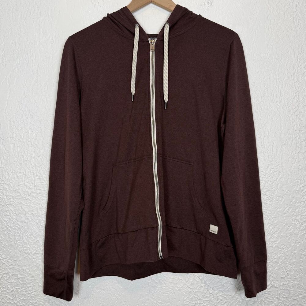 Vuori Halo Performance Hoodie Full Zip Mahogany Heather Size Large - Picture 2 of 5
